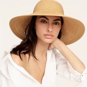 J. Crew Textured Summer Straw Tan Sun Hat Resort Wear Beach